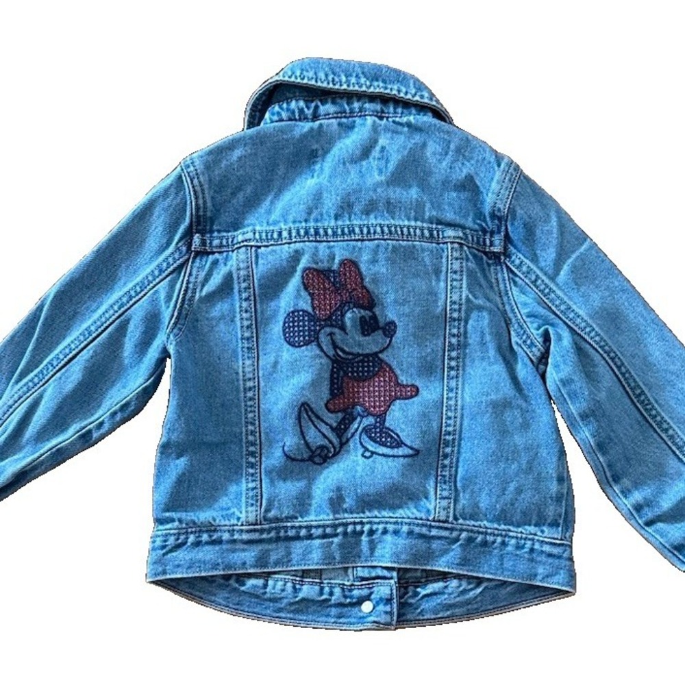 Disney Gap Kids Girls Denim Jacket Minnie Mouse Stitched Sz 4yo Blue Jean